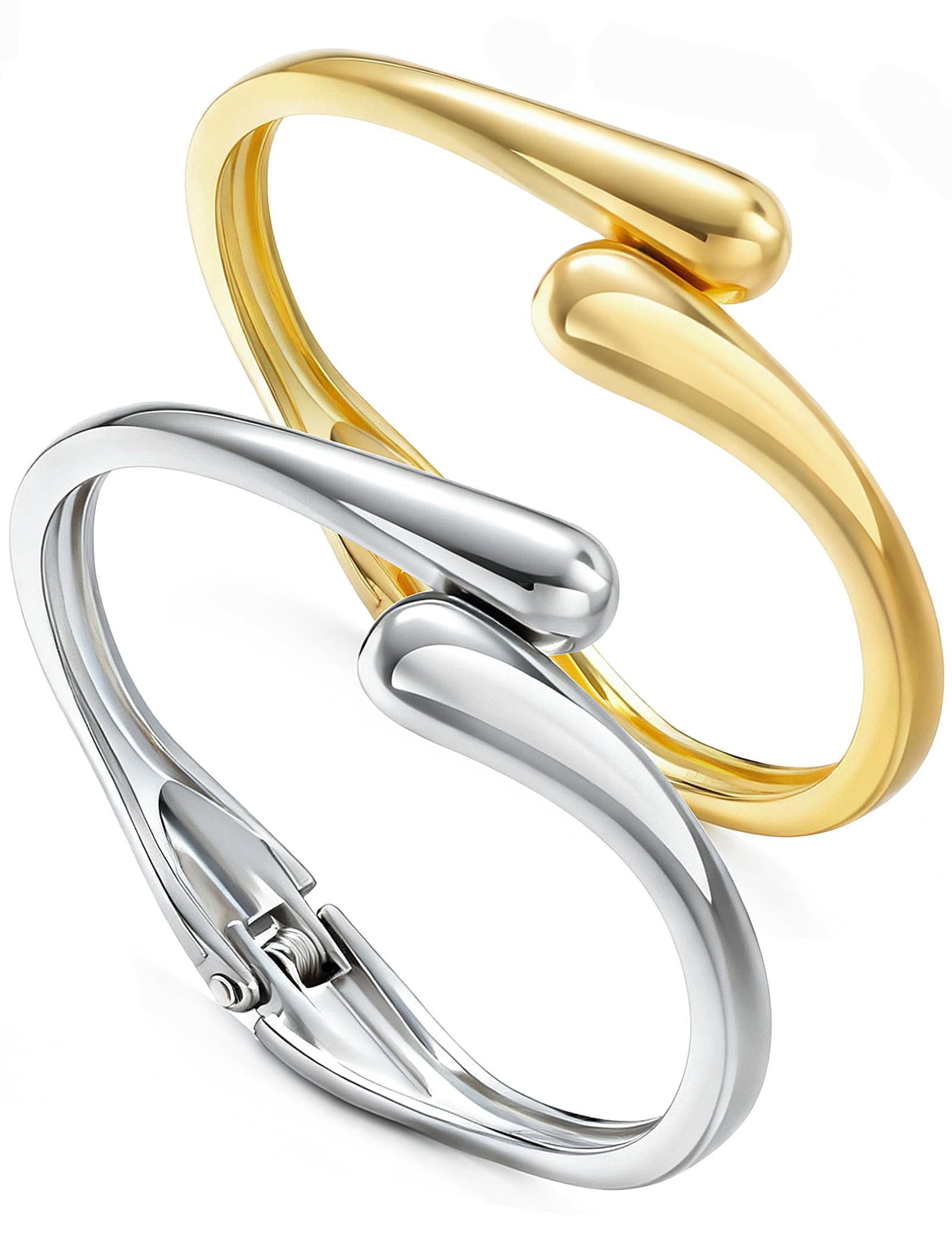 Gold Stackable Bangle Set 2 Silver & gold thin bangles The Nichole Collection