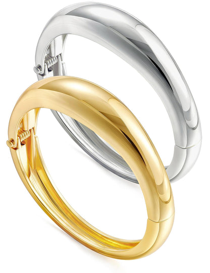 Gold Stackable Bangle Set 2 Silver & gold bangles The Nichole Collection