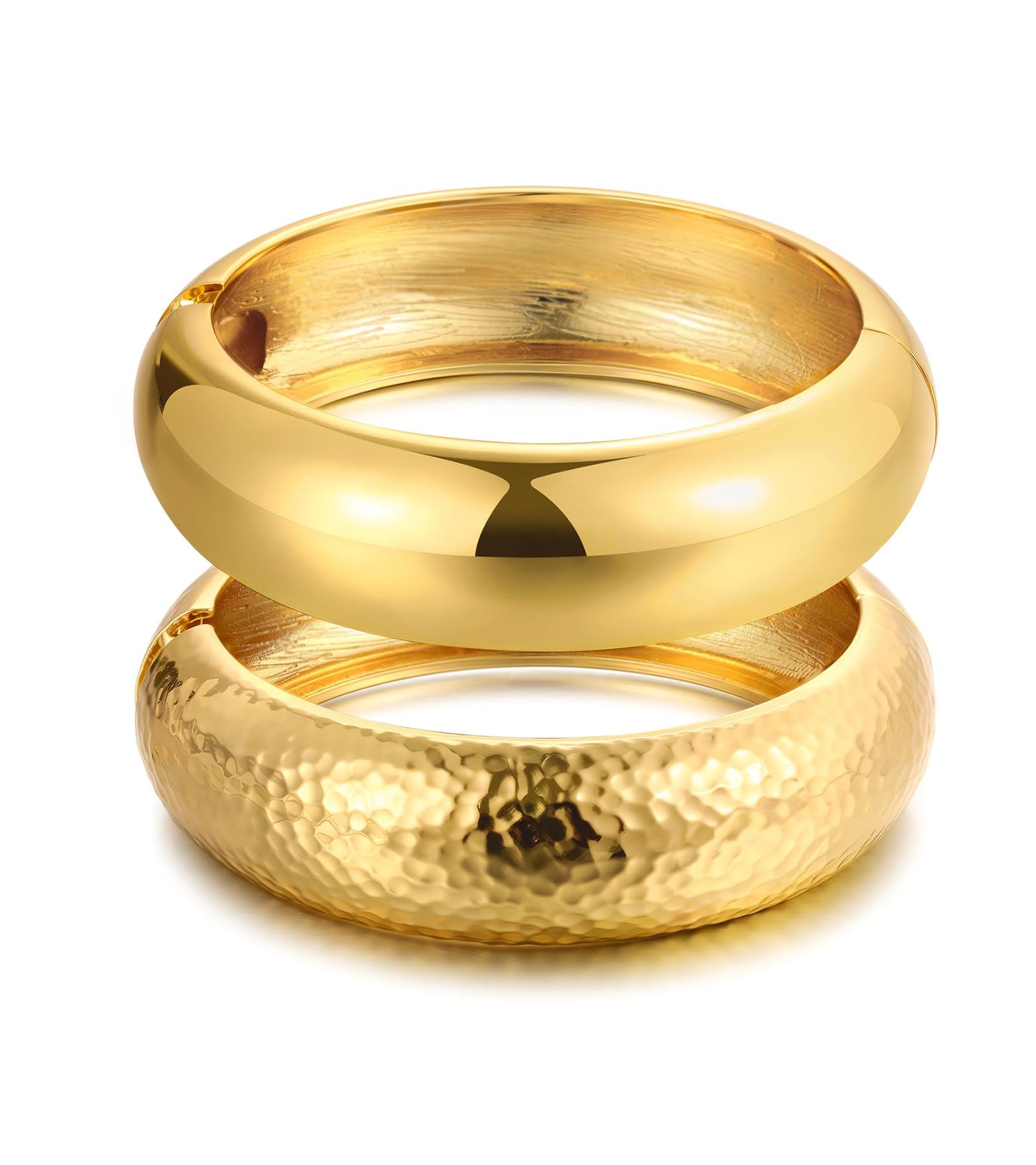 Gold Stackable Bangle Set 2 Chunky bangles The Nichole Collection