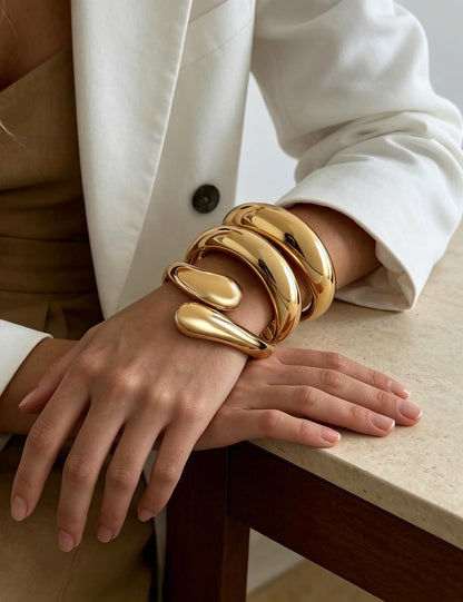 Gold Stackable Bangle Set The Nichole Collection
