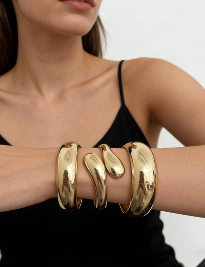 Gold Stackable Bangle Set The Nichole Collection