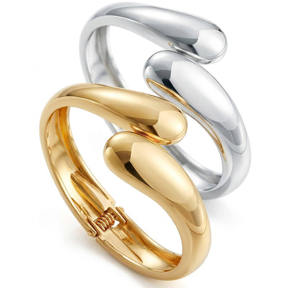 Gold Stackable Bangle Set 2 Silver & gold dome bangles The Nichole Collection