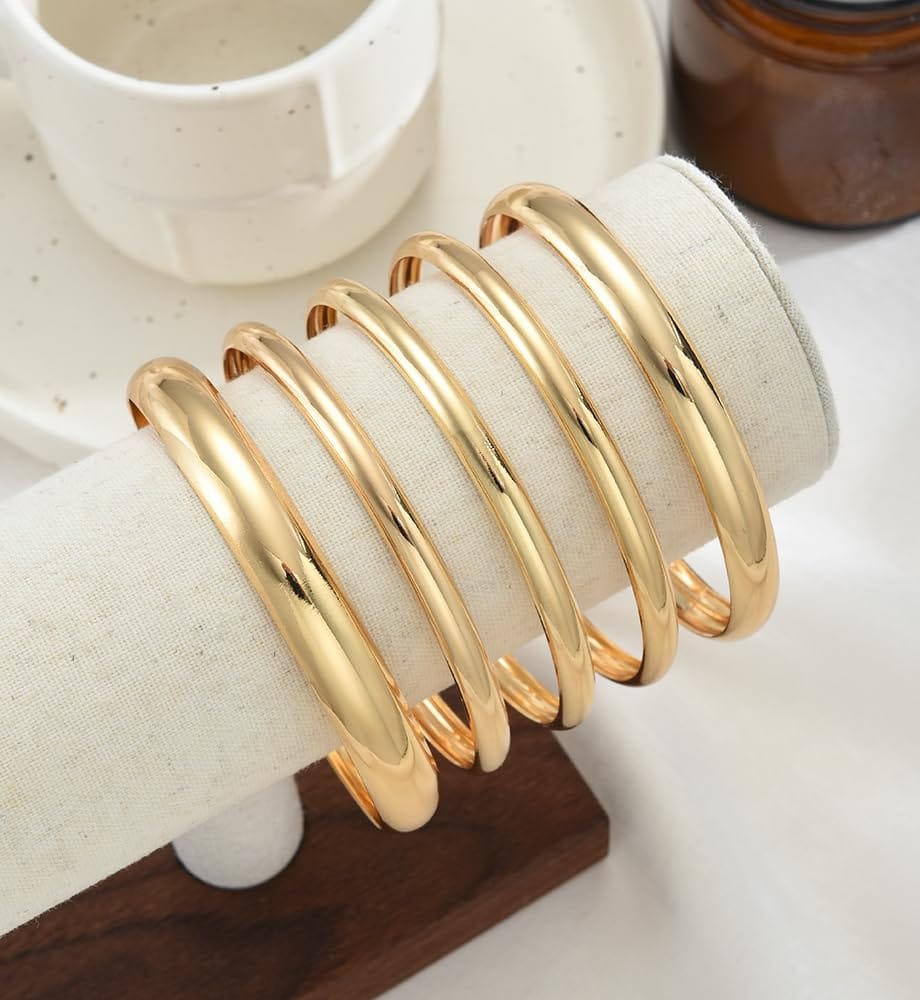 Gold Stackable Bangle Set The Nichole Collection