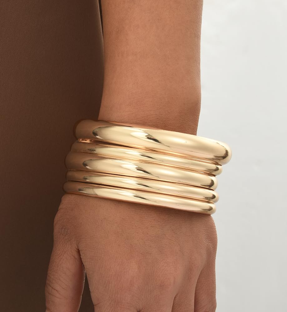 Gold Stackable Bangle Set The Nichole Collection
