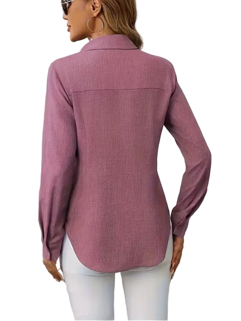 H-Fit Form Fitting Single-Breasted Long Sleeve Shirt Shirts & Tops The Nichole Collection - Official Site