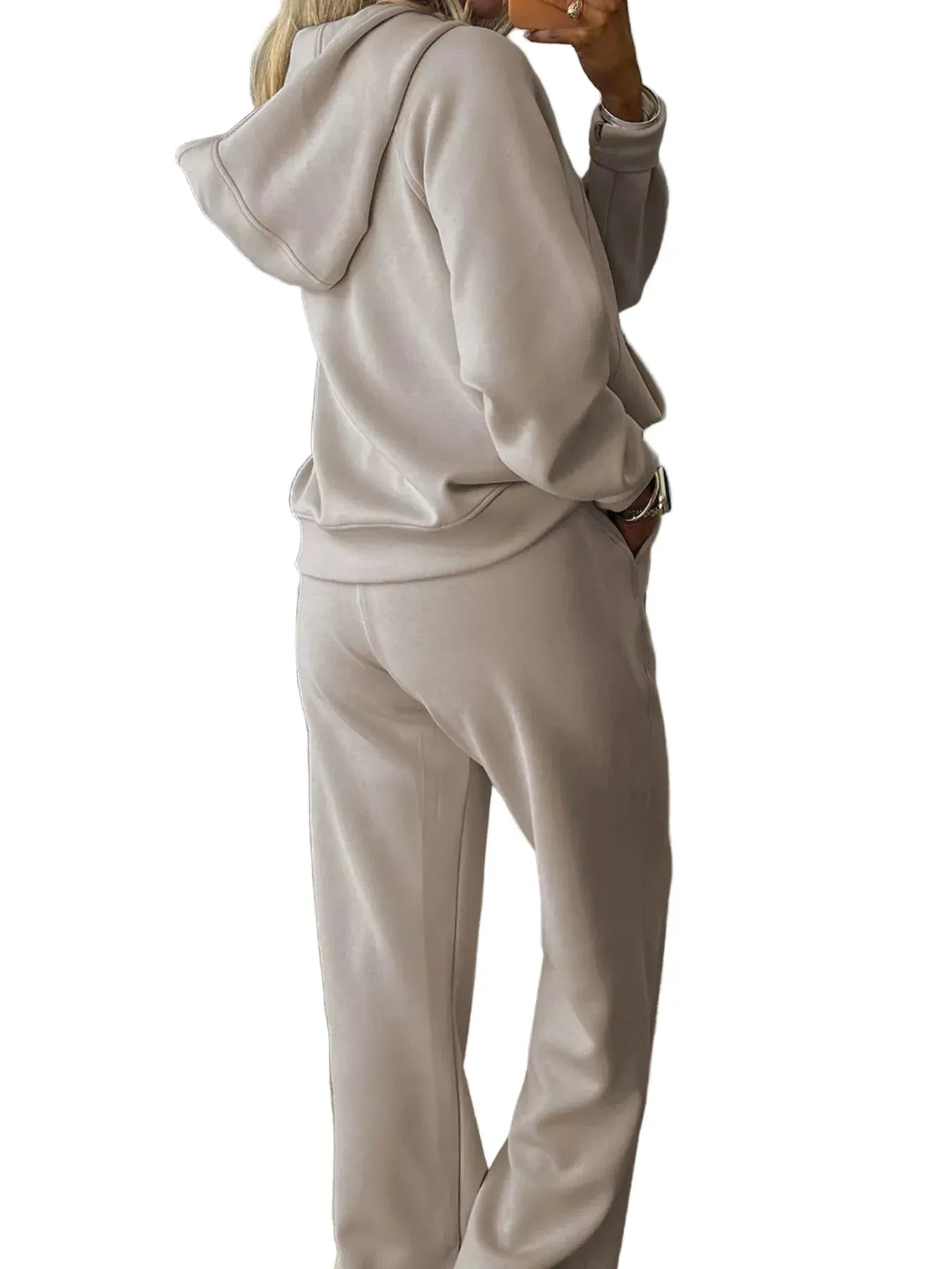 Half Zip Long Sleeve Hoodie and Pants 2pcs Outfit Women's Sets The Nichole Collection