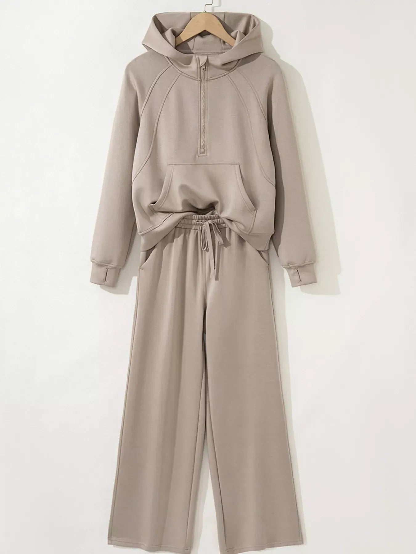 Half Zip Long Sleeve Hoodie and Pants 2pcs Outfit Women's Sets The Nichole Collection