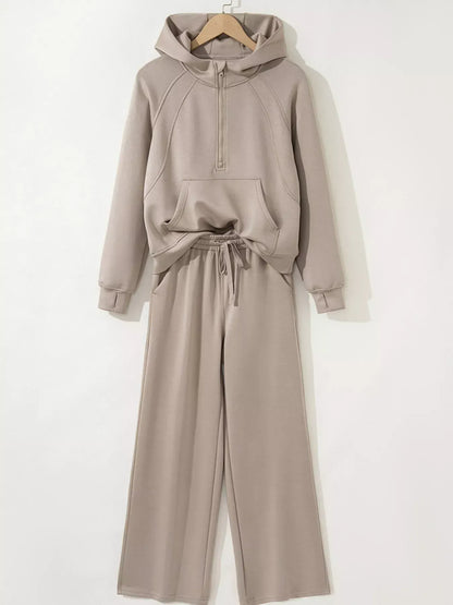 Half Zip Long Sleeve Hoodie and Pants 2pcs Outfit Women's Sets The Nichole Collection