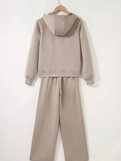 Half Zip Long Sleeve Hoodie and Pants 2pcs Outfit Women's Sets The Nichole Collection