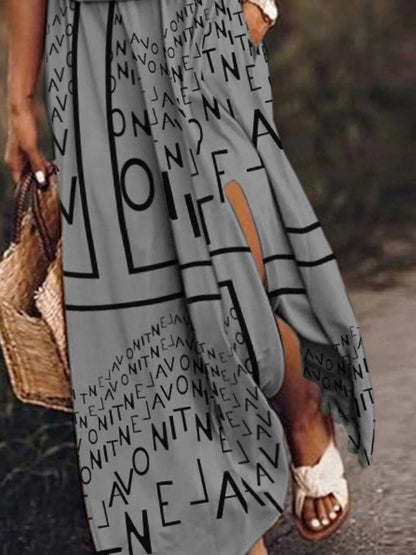 Half Zip Sleeveless Maxi Dress with Side Slit Dresses The Nichole Collection