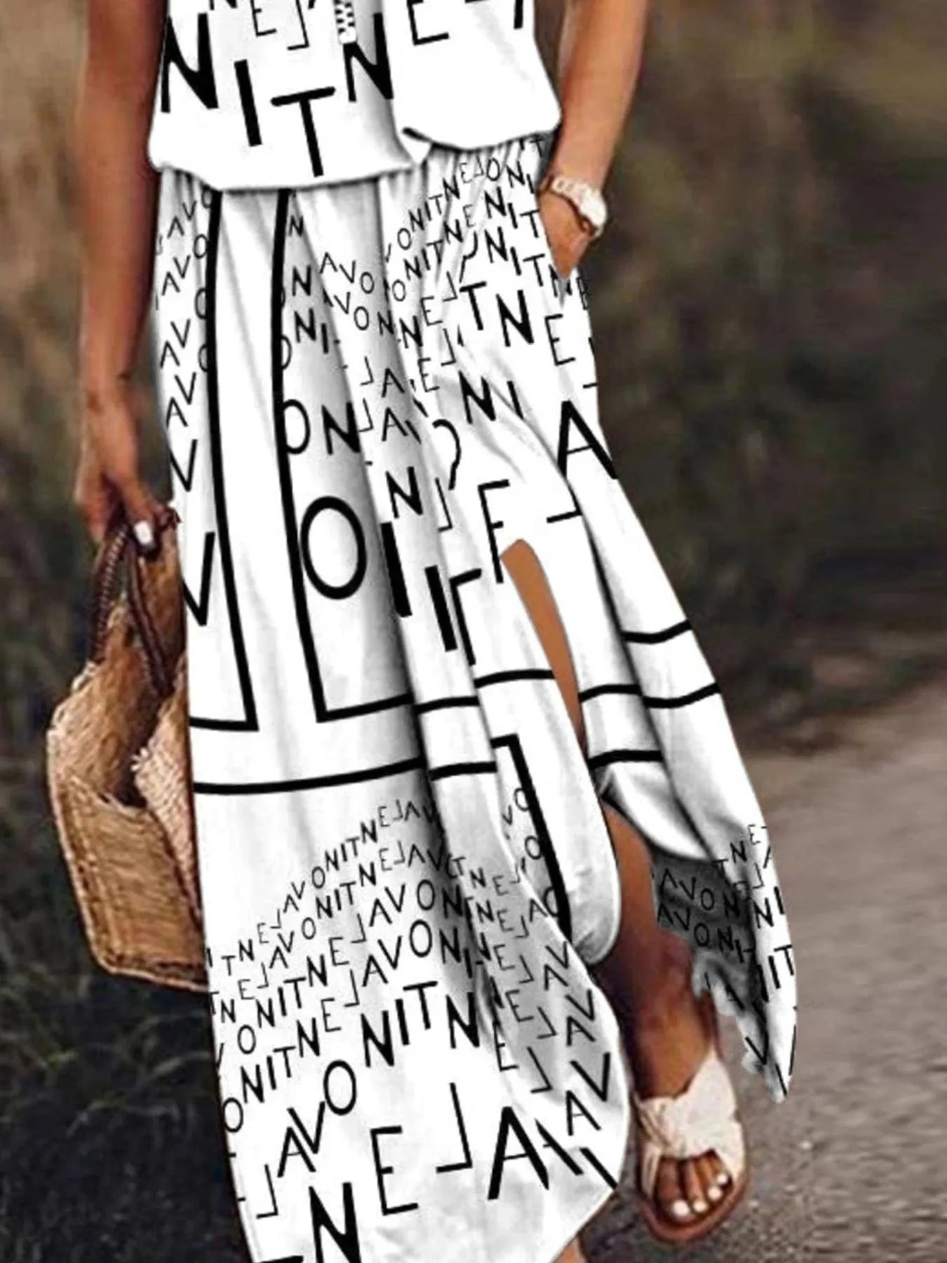 Half Zip Sleeveless Maxi Dress with Side Slit Dresses The Nichole Collection