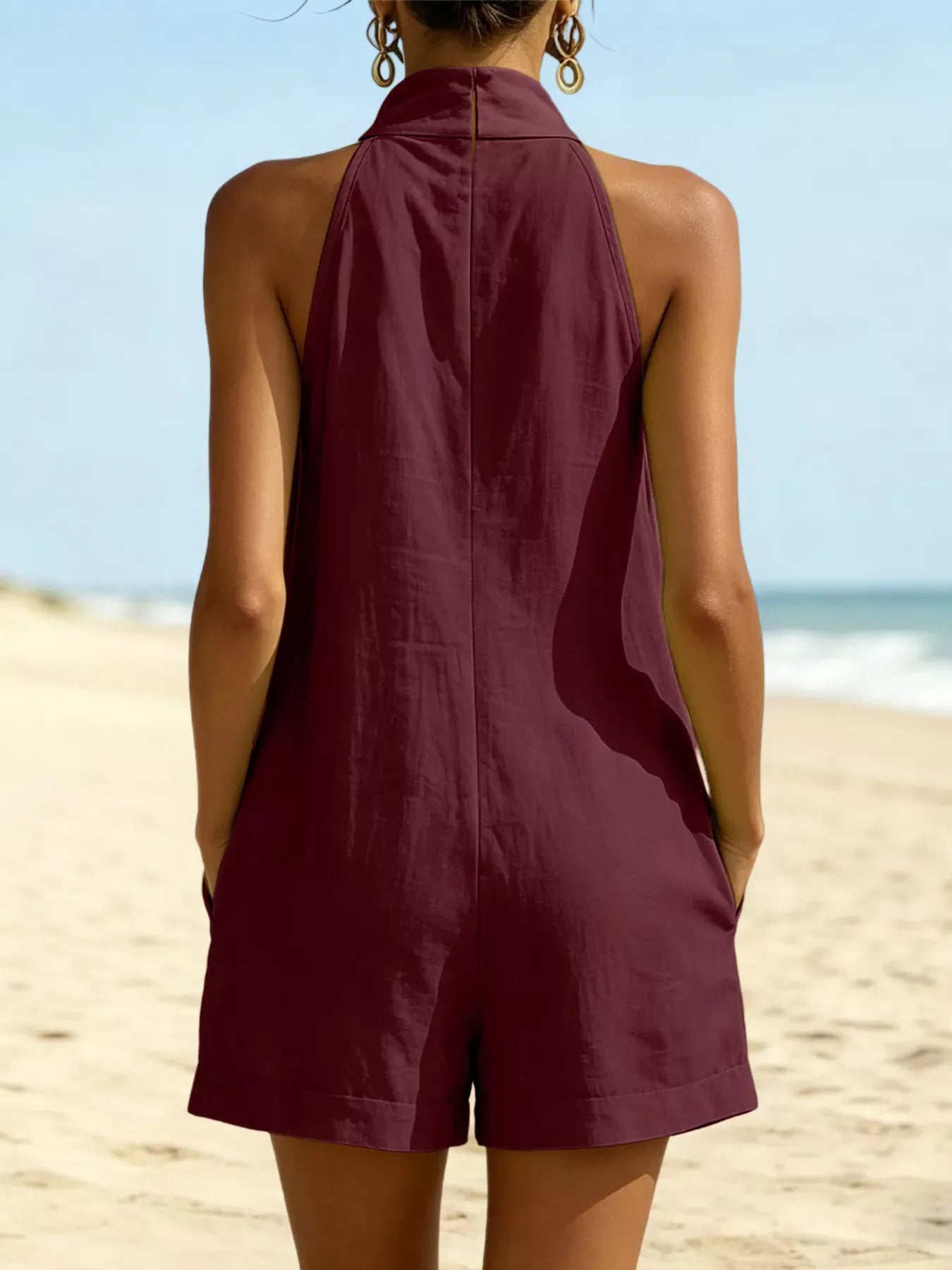 Halter Neck Romper with Pockets The Nichole Collection - Official Site