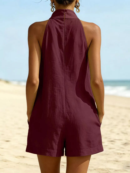 Halter Neck Romper with Pockets The Nichole Collection - Official Site
