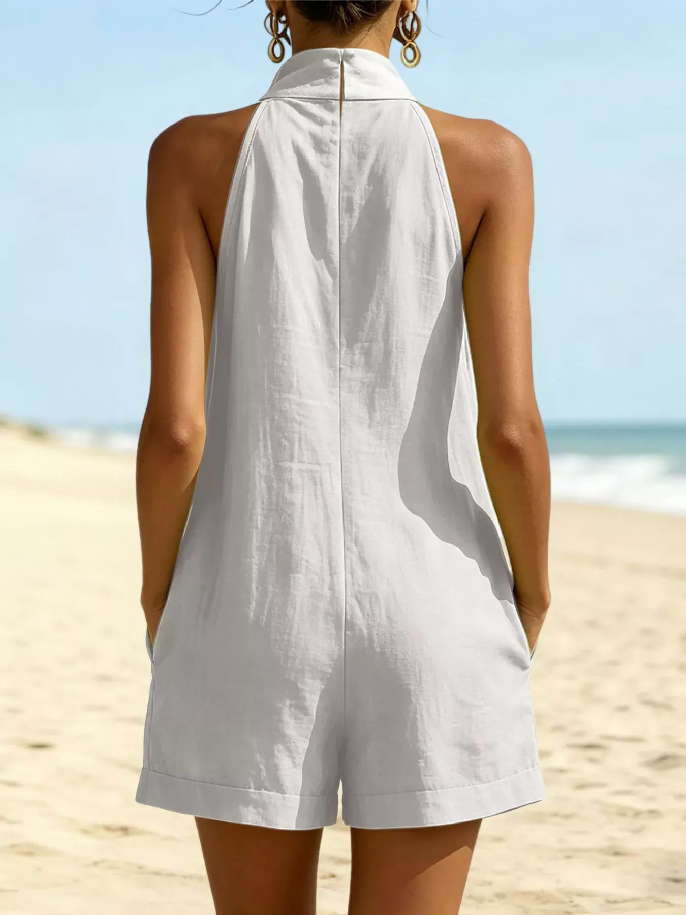 Halter Neck Romper with Pockets The Nichole Collection - Official Site