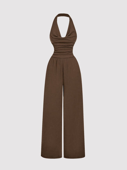 Halter Neck Wide Leg Jumpsuit The Nichole Collection