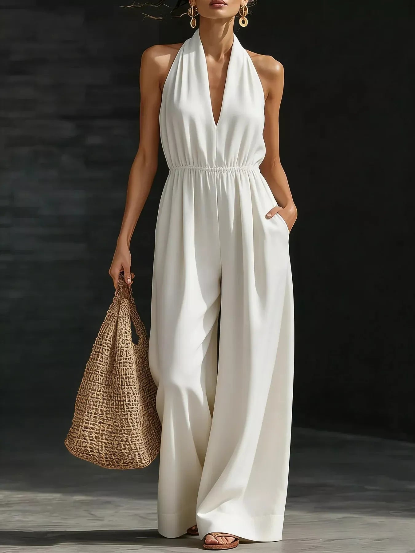 Halter Neck Wide-Leg Jumpsuit The Nichole Collection
