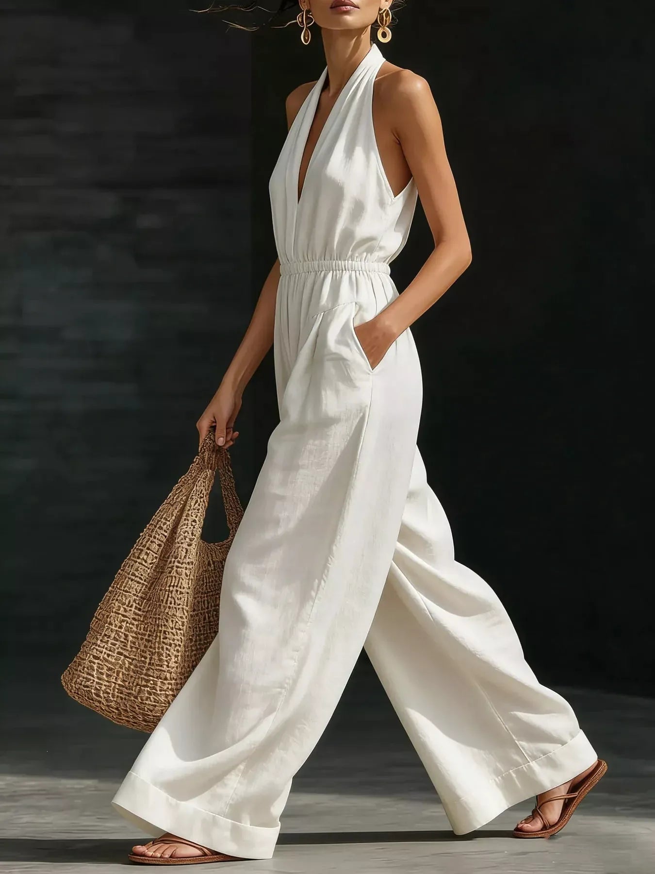 Halter Neck Wide-Leg Jumpsuit The Nichole Collection