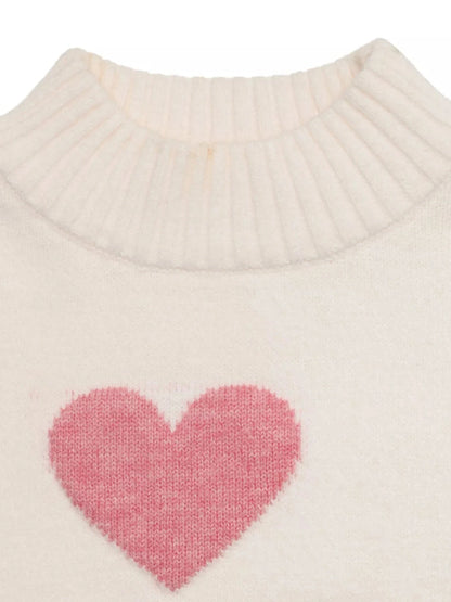 Heart Mock Neck Long Sleeve Sweater The Nichole Collection