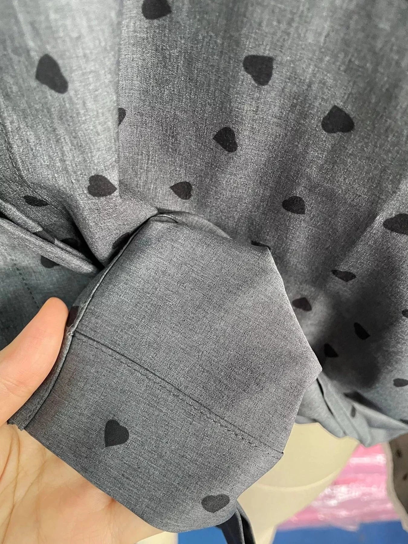 Heart Print Button Up Flounce Sleeve Shirt Shirts & Tops The Nichole Collection