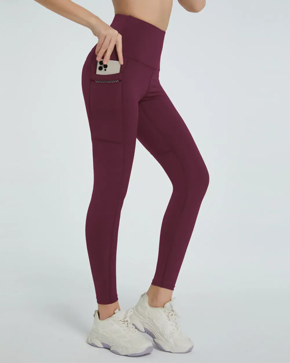 High Waist Active Leggings Burgundy / S The Nichole Collection
