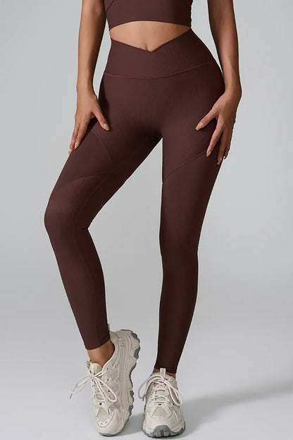 High Waist Active Leggings Brown / S The Nichole Collection