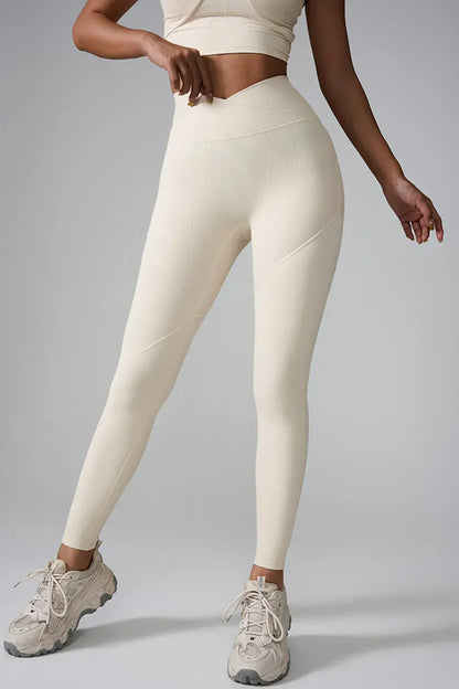 High Waist Active Leggings Ivory / S The Nichole Collection