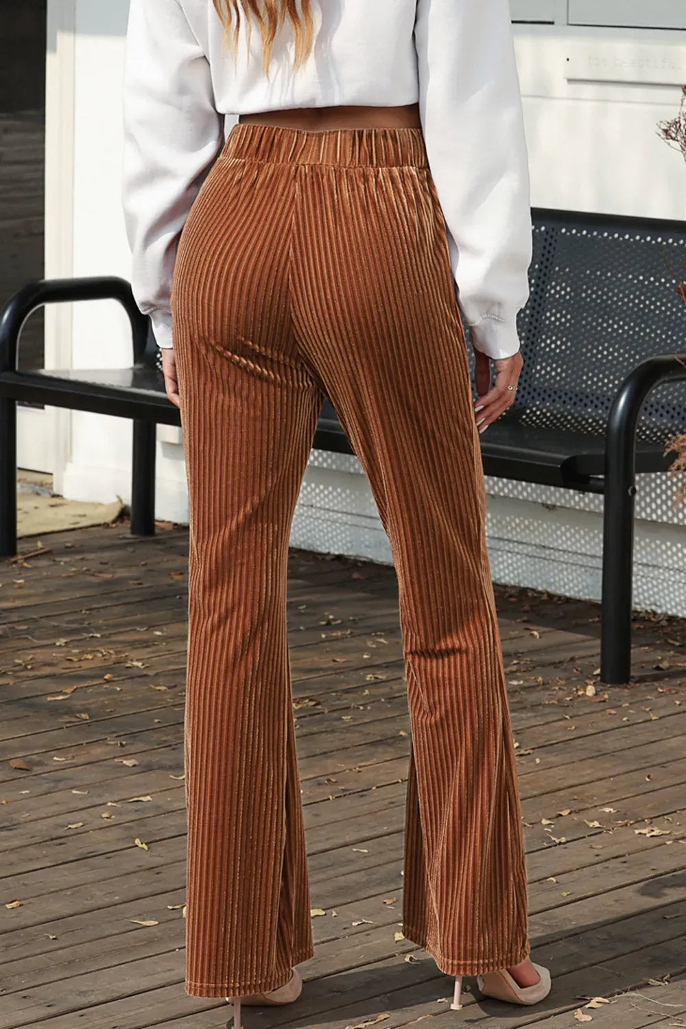 High Waist Corduroy Flare Pants Dress Pants The Nichole Collection