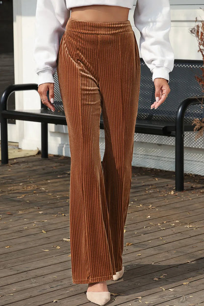 High Waist Corduroy Flare Pants Dress Pants The Nichole Collection