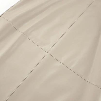 High-Waist Faux Leather Midi Skirt with Back Slit The Nichole Collection - Official Site