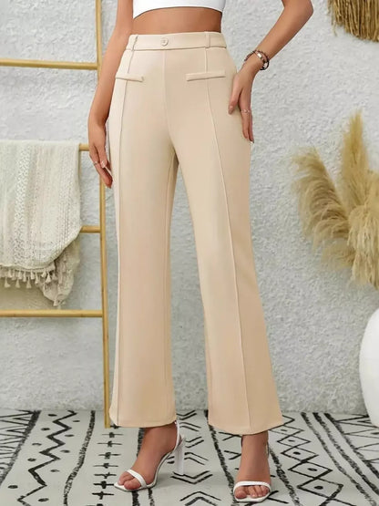 High Waist Flare Pants Dress Pants Light Apricot / S The Nichole Collection