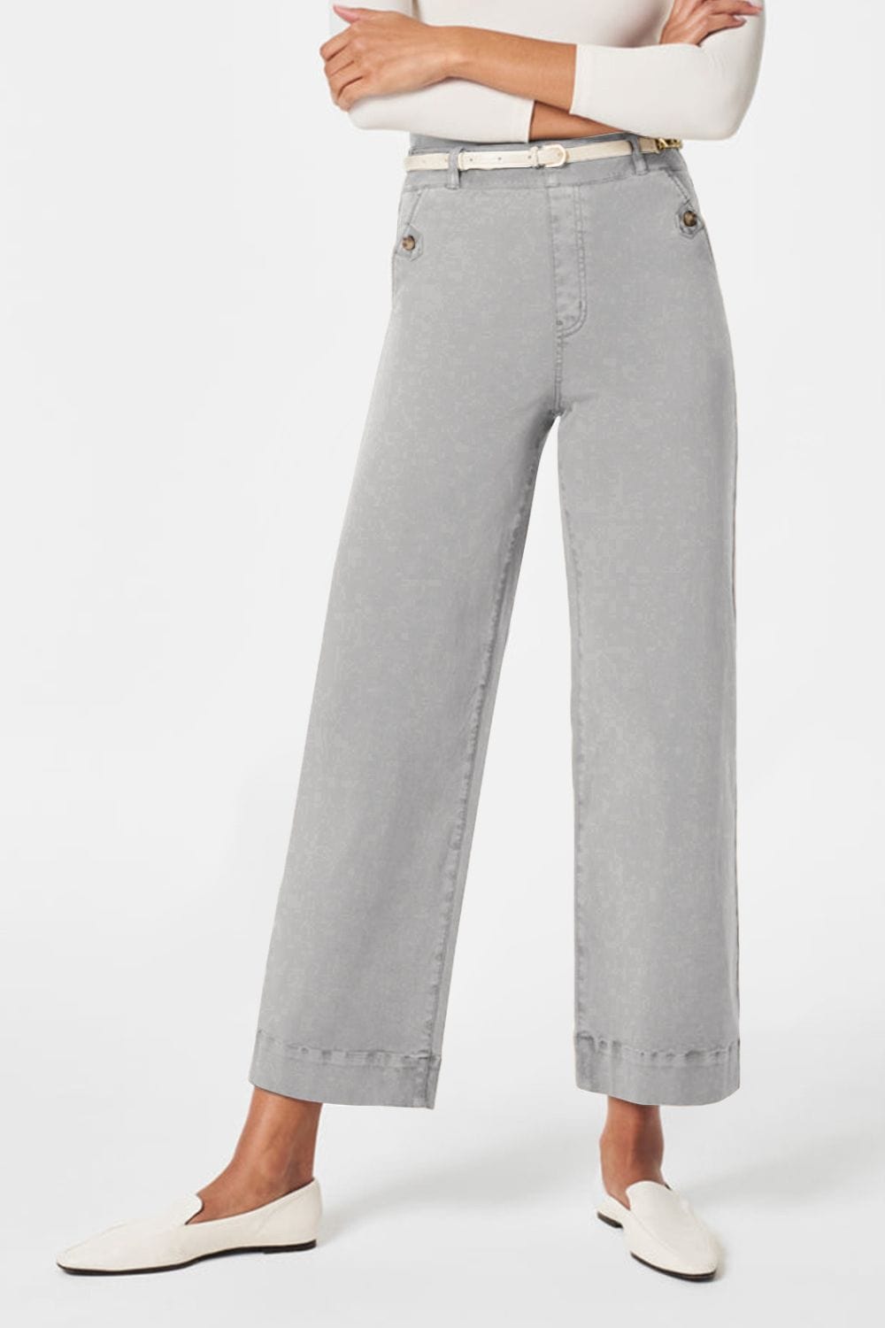 High Waist Jeans with Pockets – Classic, Stylish & Versatile Light Gray / S The Nichole Collection