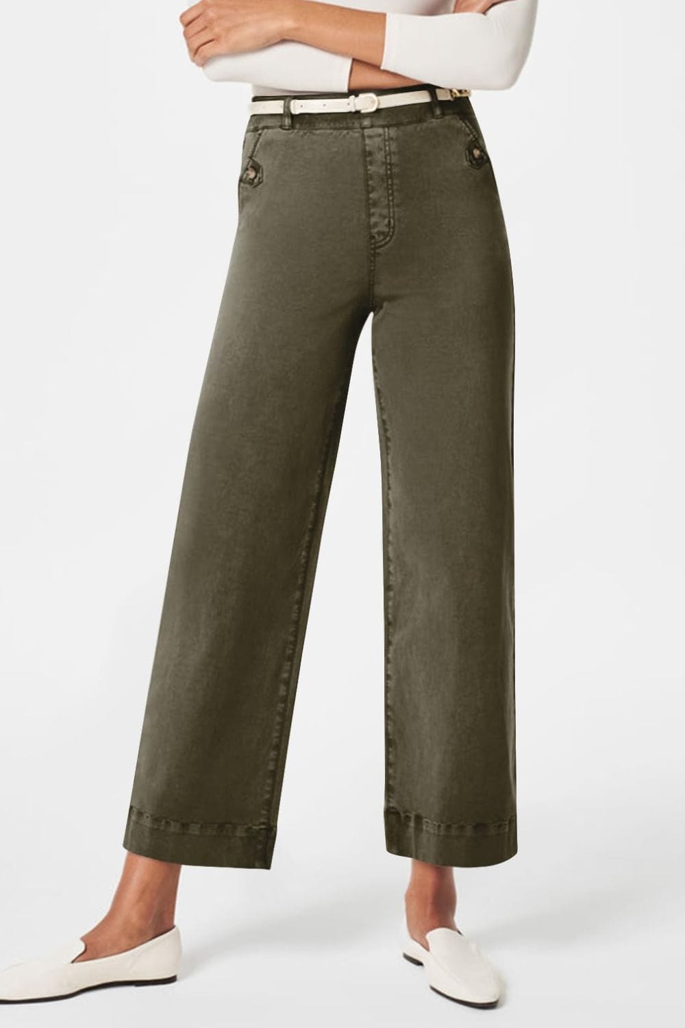 High Waist Jeans with Pockets – Classic, Stylish & Versatile Olive Brown / S The Nichole Collection