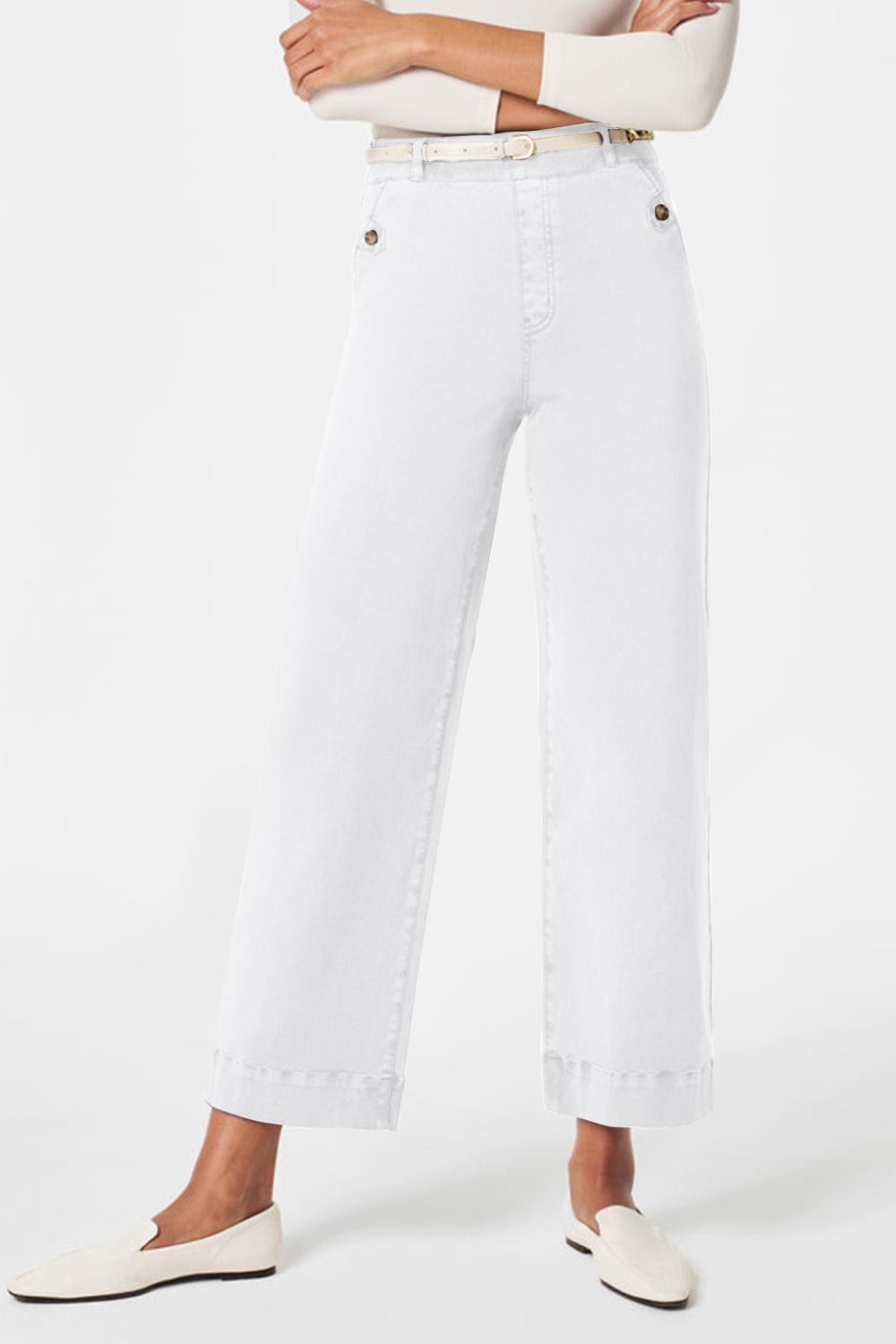 High Waist Jeans with Pockets – Classic, Stylish & Versatile White / S The Nichole Collection