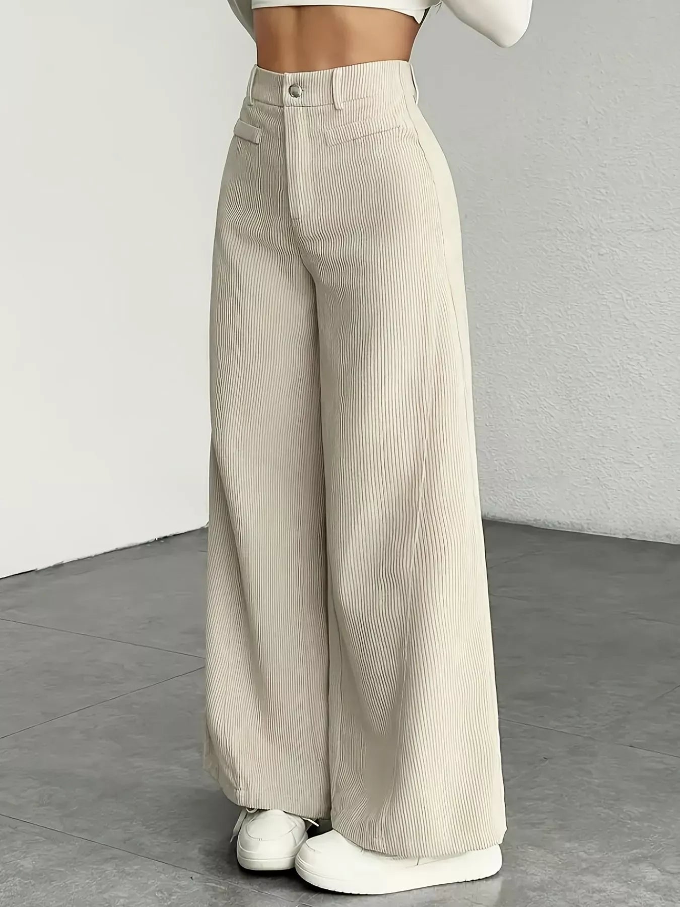 High-Waist Lightweight Corduroy Wide-Leg Pants for Women Pants The Nichole Collection
