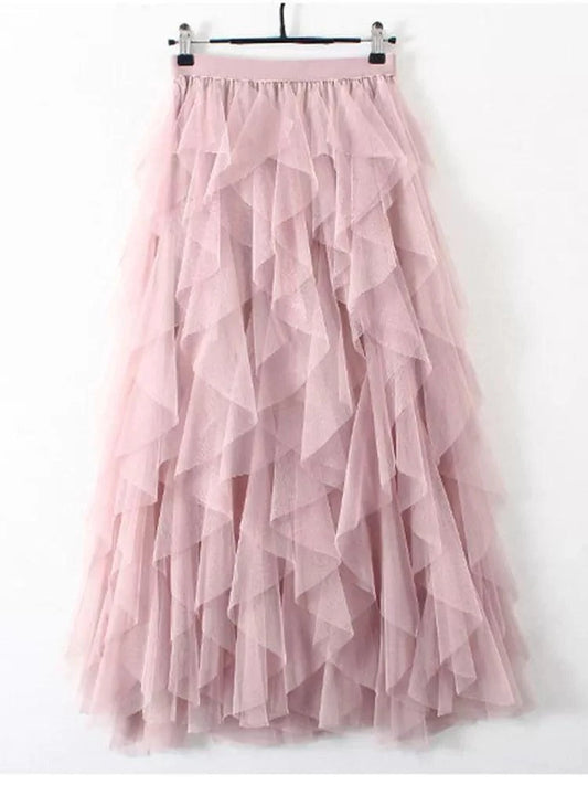 High Waist Pleated Mesh Skirt Skirt The Nichole Collection
