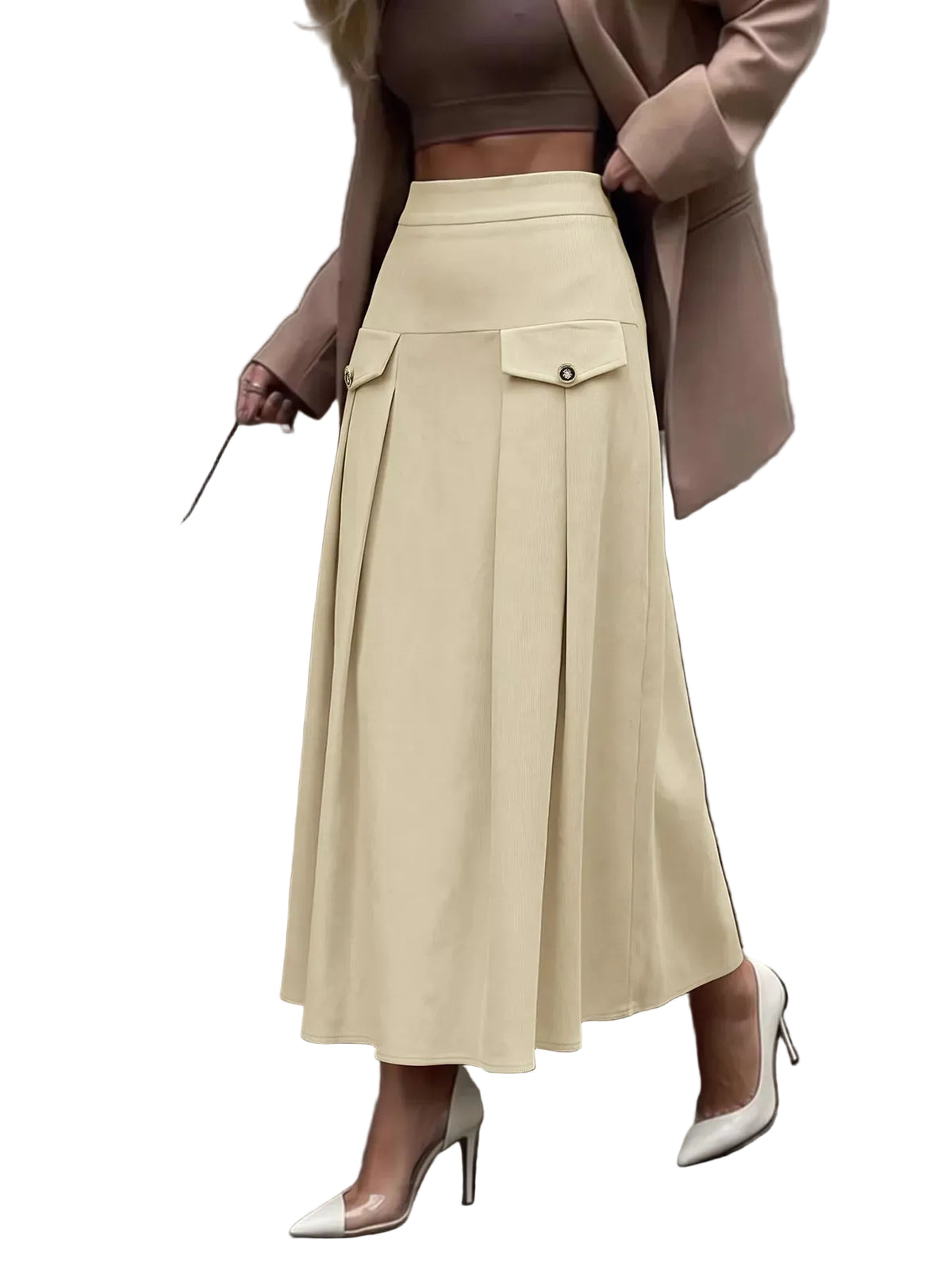High Waist Pleated Midi Skirt The Nichole Collection - Official Site