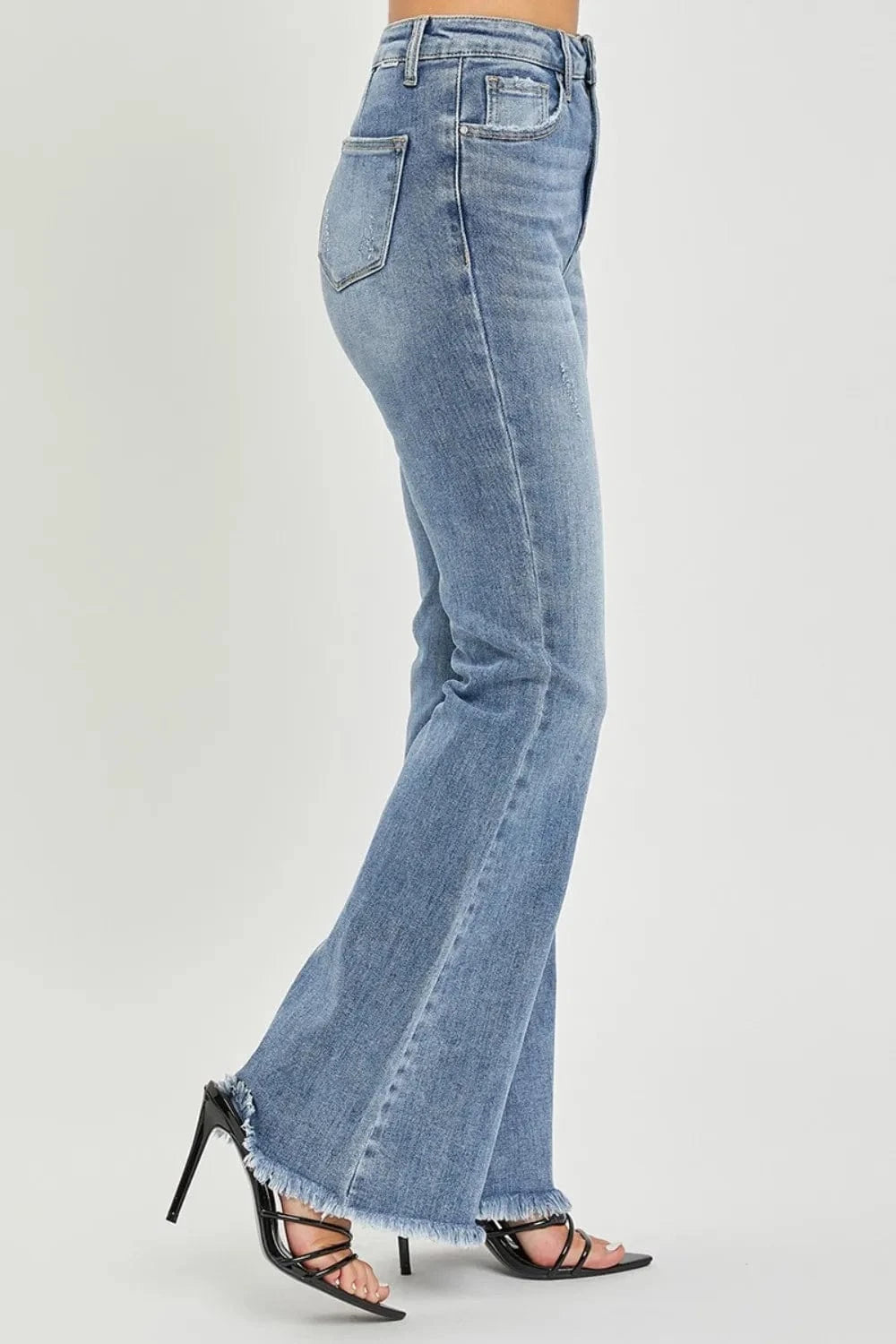 High Waist Raw Hem Flare Jeans The Nichole Collection