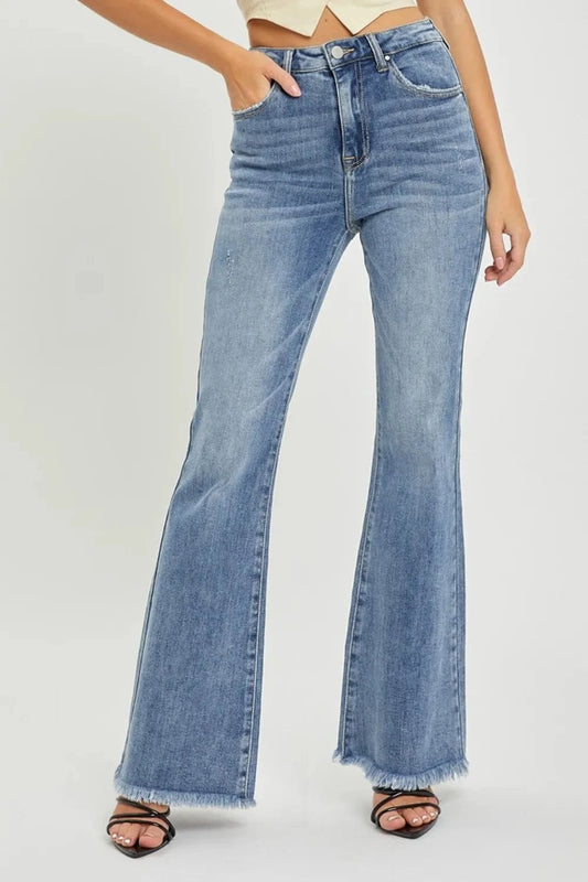 High Waist Raw Hem Flare Jeans Medium / 0(24) The Nichole Collection
