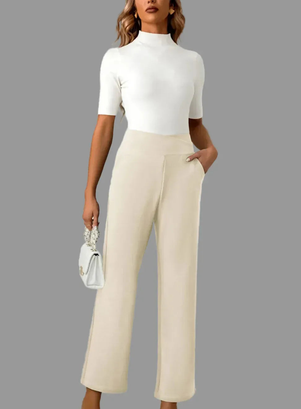 High Waist Straight Leg Pants Dress Pants The Nichole Collection