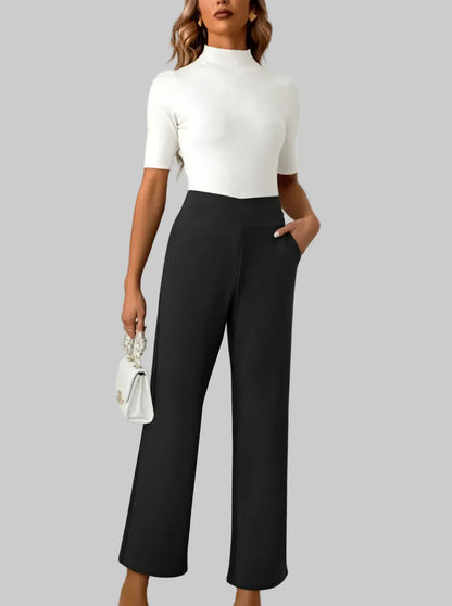 High Waist Straight Leg Pants Dress Pants The Nichole Collection