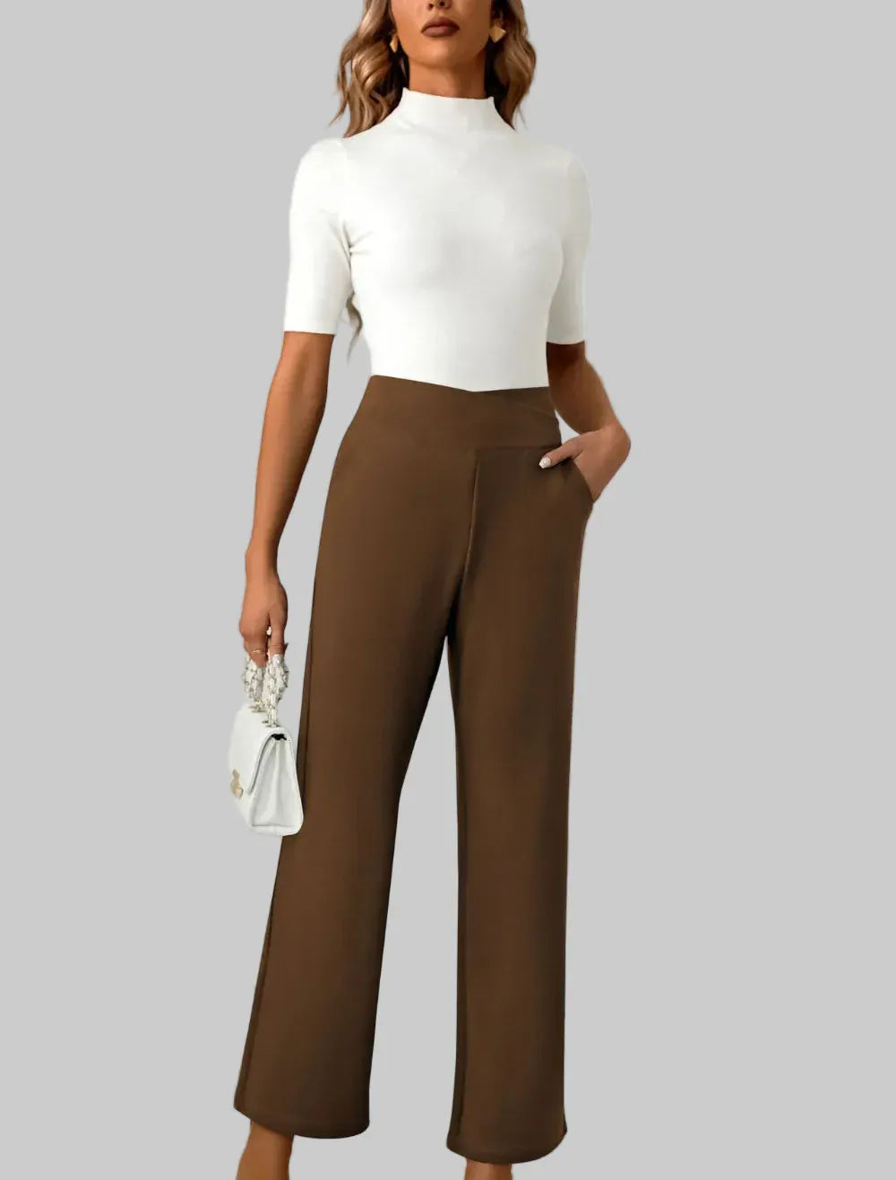 High Waist Straight Leg Pants Dress Pants The Nichole Collection