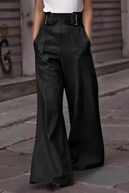 High Waist Wide Flare Pants Dress Pants Black / S The Nichole Collection