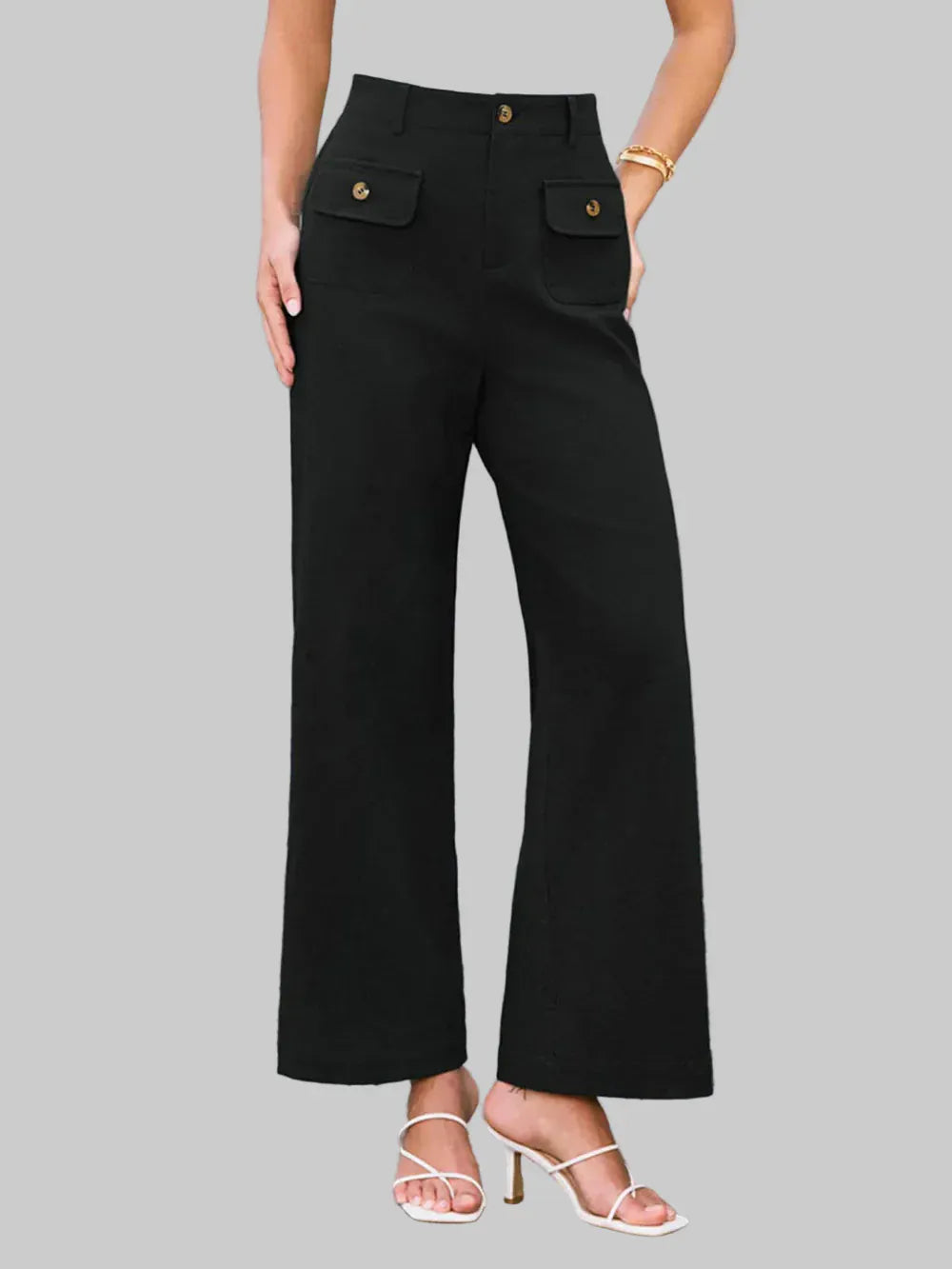 High Waist Wide Leg Pants Dress Pants Black / S The Nichole Collection