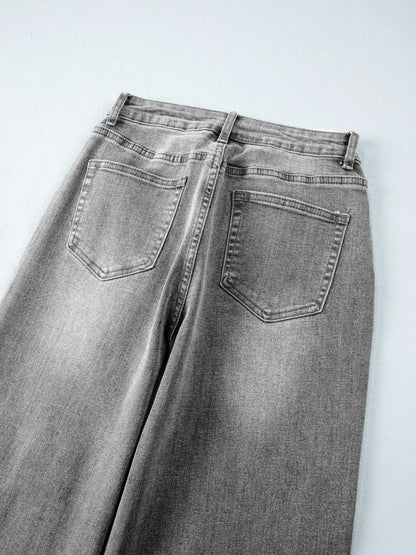High Waist Wide Leg Washed Jeans The Nichole Collection