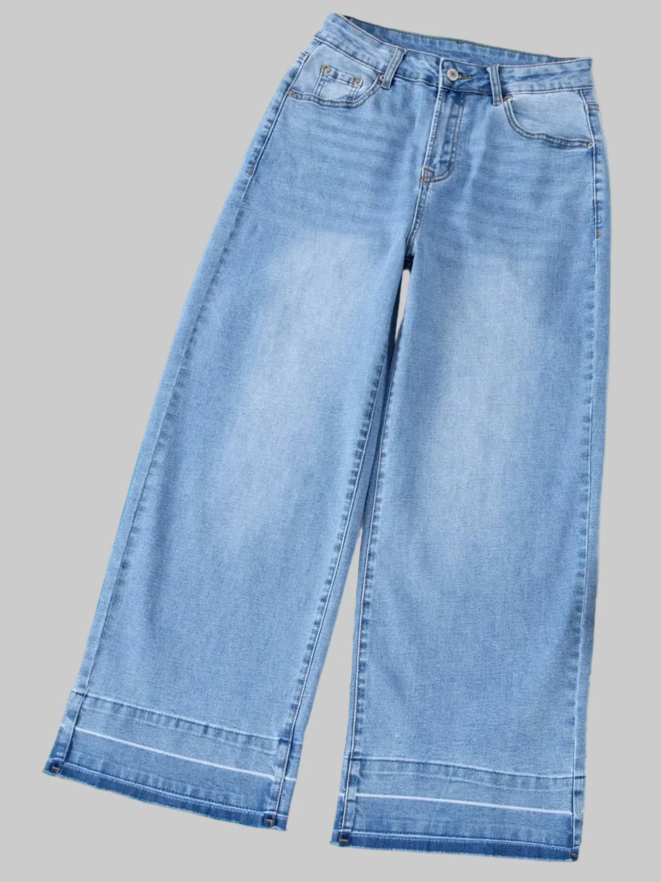 High Waist Wide Leg Washed Jeans The Nichole Collection