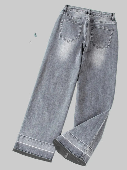 High Waist Wide Leg Washed Jeans The Nichole Collection