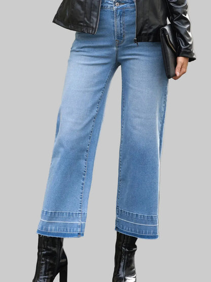 High Waist Wide Leg Washed Jeans The Nichole Collection