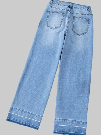 High Waist Wide Leg Washed Jeans The Nichole Collection
