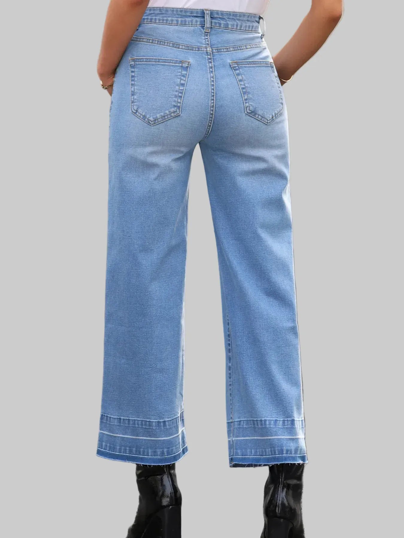 High Waist Wide Leg Washed Jeans The Nichole Collection