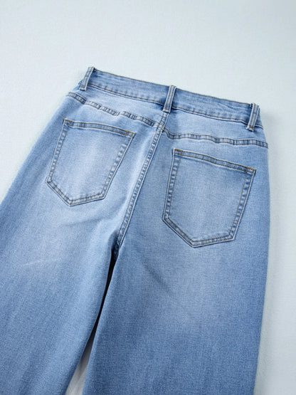 High Waist Wide Leg Washed Jeans The Nichole Collection